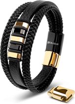 SERASAR Gevlochten Armband Heren [Glory] - Goud/Zwart 23cm - Huwelijksgeschenken voor Mannen