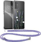 kwmobile telefoonhoesje geschikt voor Oppo A74 (5G) / A54 (5G) - Hoesje met telefoonkoord - Back cover voor smartphone - Case in lavendel / groen / transparant