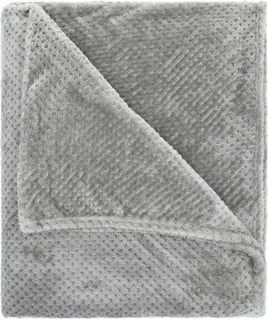 QUVIO Plaid - Voor bank - Voor bed - Deken - Plaids - Decoratief Deken - Fleece deken - Sprei - Woonaccessoires - Grijs - 200 x 230 cm (lxb)