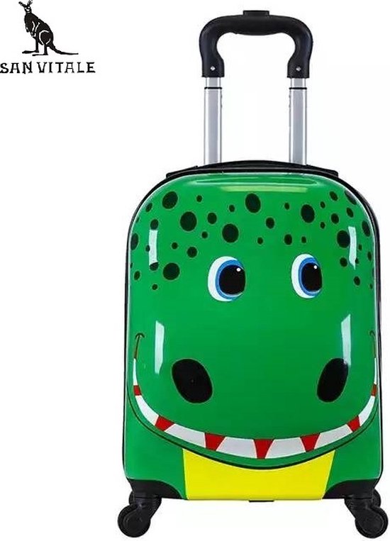 San Vitale® - Lichtgewicht reis koffer - Trolley - Handbagage - Dino - Krokodil - Groen