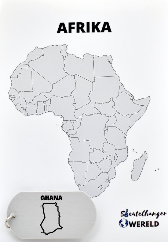 Ghana Sleutelhanger inclusief kaart – Ghana cadeau – beste land- Leuk kado voor je Vriend om te geven - 2.9 x 5.4CM