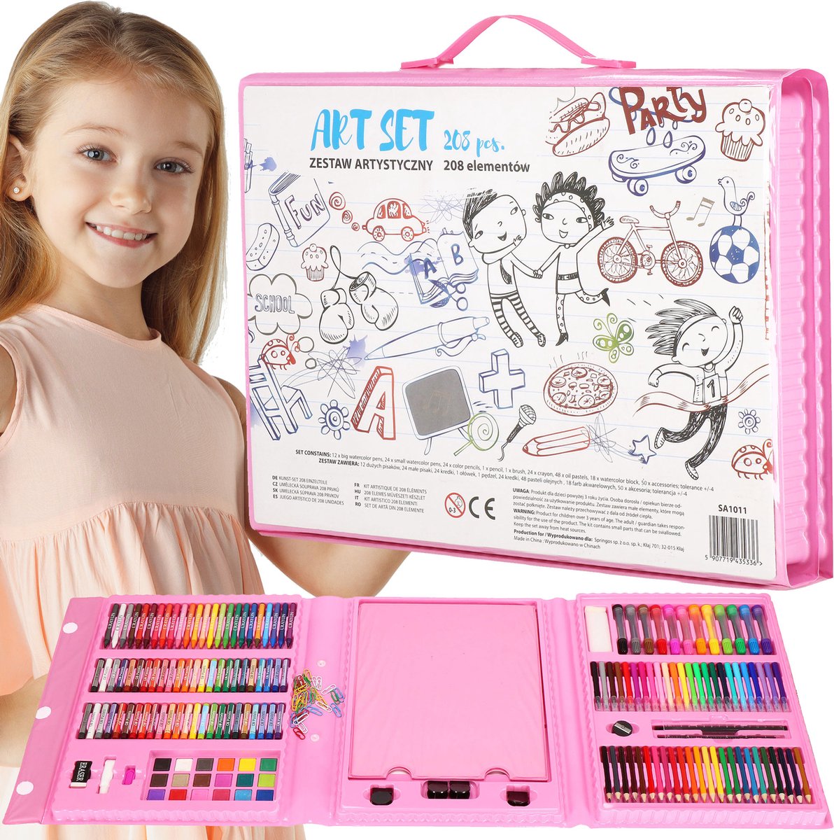 SPRINGOS® Set de dessin et de peinture pour enfants 208 pcs