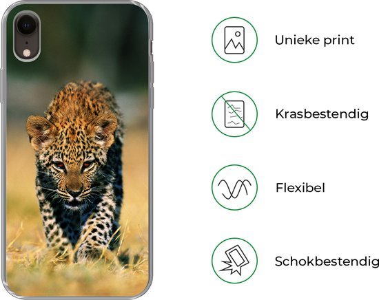 Coque iPhone XR - Léopard - Macro - Herbe - Siliconen