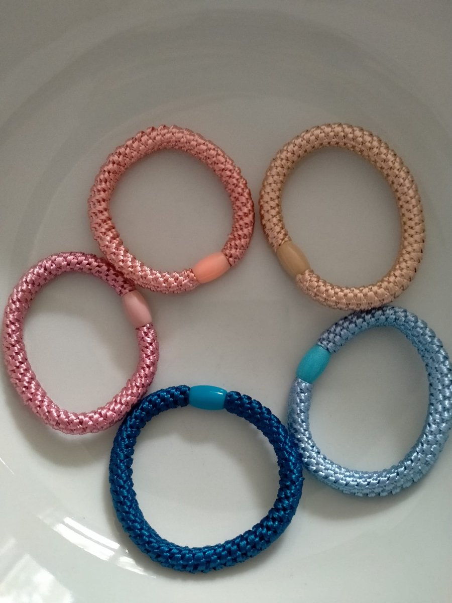 Haarelastiek - 5 stuks - Verschillende kleuren - Roze - Blauw - Beige - Gevlochten haarelastiek - Elastisch