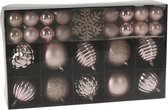 Kerstballen - 50 stuks - met sneeuwvlok kersthangers - roze - kerstornamenten
