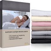 Bed Couture - Drap housse de luxe en satin 100% satin de coton peigné égyptien - hauteur d'angle 25 cm - qualité 5 étoiles - Anthracite 200x200 + 32 cm