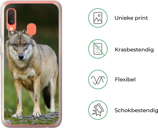 Coque Samsung Galaxy A20e - Loup - Asie - Plantes - Coque de téléphone en Siliconen