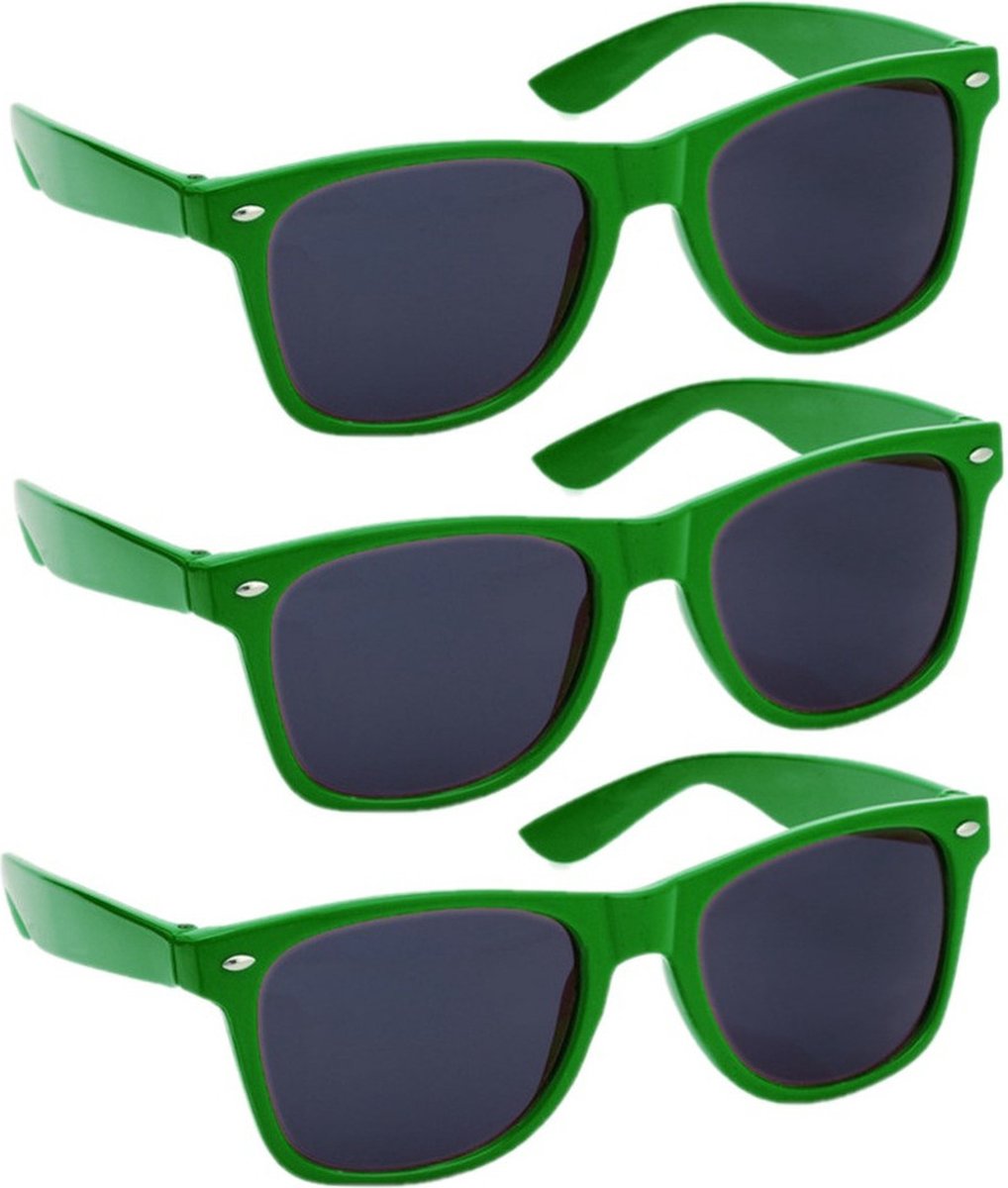 Hippe Party zonnebril - 4x - groen - plastic - UV400 - verkleedbril - carnaval/verkleed