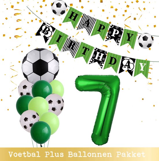 Cijfer Ballon 7 Jaar - Voetbal Ballonnen - Snoes - Pluspakket - set van 12 Sport Voetbalfan Voetbal Jongen/Meisje - Sportieve - Voetbal Vrouwen Mannen - Kinderfeestje - Verjaardag - Helium Ballon nummer 7