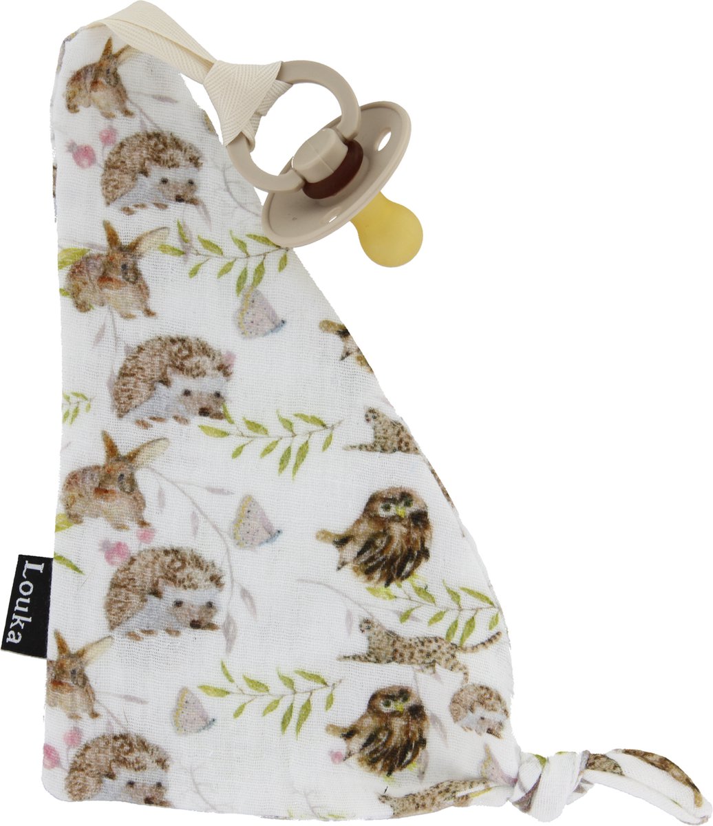 Goedkoopste Louka Speendoekje driehoek egel - hydrofiel katoen - crème - speenknuffel - excl. Bibs speen
