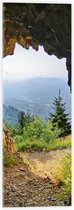 WallClassics - Acrylglas - Mistig Uitzicht op Bergen - 20x60 cm Foto op Acrylglas (Met Ophangsysteem)