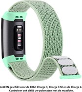 Mintgroen / Zeegroen / Mint Groen Nylon Bandje geschikt voor de Fitbit Charge 3 / Charge 3 SE / Charge 4 – Maat: zie maatfoto – sea green nylon smartwatch strap - Polsbandje - Horlogeband / Polsband / Armband