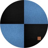 Boxkleed rond zwart met spikkel blauw