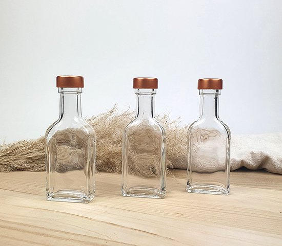Glazen flesjes met dop - set van 20 - Koper - lege flesjes om zelf te  vullen - Glazen... | bol.com