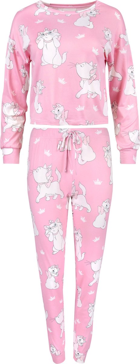 DISNEY Marie Cat - Roze Damespyjama met Lange Mouwen / XL
