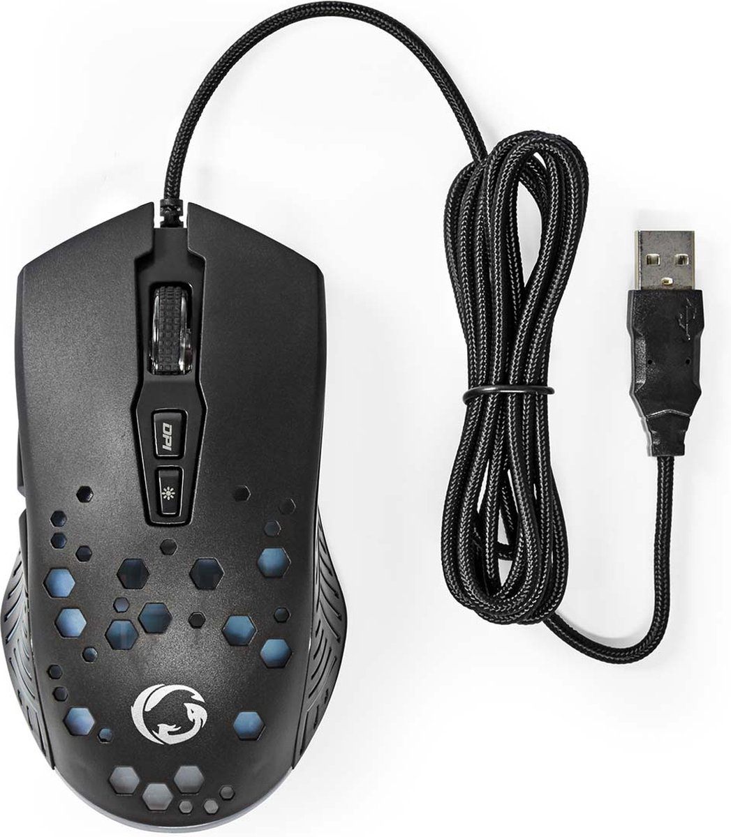 Nedis Gaming Muis – Bedraad – 7200 DPI – Optisch – RGB Verlichting – Ergonomisch – Zwart thumbnail 4