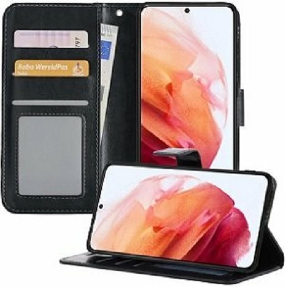 Samsung Galaxy S21 Plus Hoesje Met Pasjeshouder Bookcase Zwart