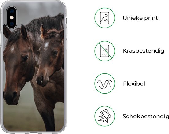 Coque iPhone Xs Max - Paarden - Brouillard - Paysage - Siliconen