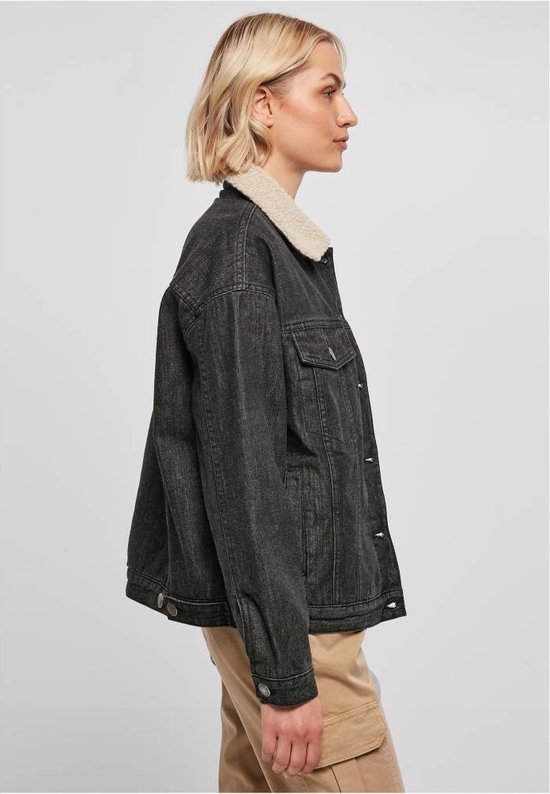 Urban Classics - Oversized Sherpa denim Jacket - 4XL - Zwart