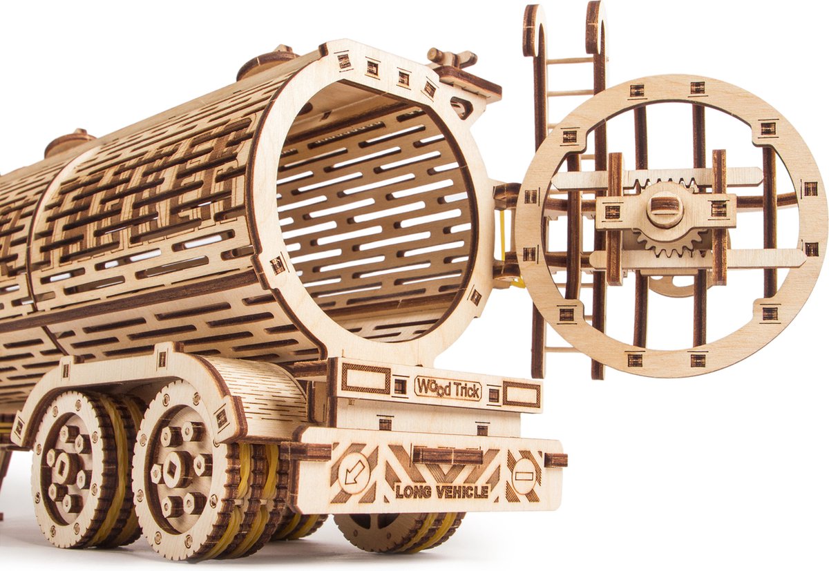 Wood Trick – Modelbouw 3D houten puzzel – de Tankaanhangwagen – Tank Trailer – Uitbreiding op Grote Vrachtwagen Big Rig - 220 stuks - Geen lijm noch verf nodig! — afbeelding 7