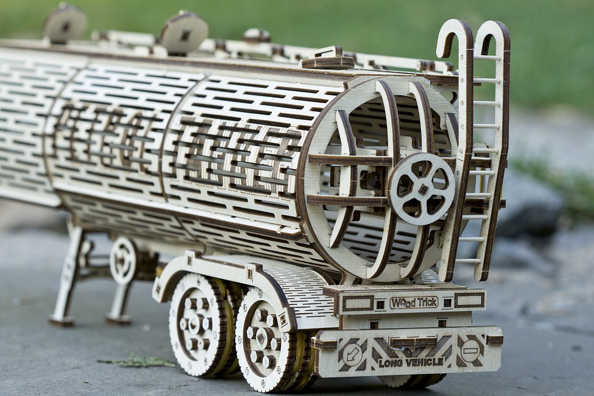 Wood Trick – Modelbouw 3D houten puzzel – de Tankaanhangwagen – Tank Trailer – Uitbreiding op Grote Vrachtwagen Big Rig - 220 stuks - Geen lijm noch verf nodig! — afbeelding 15