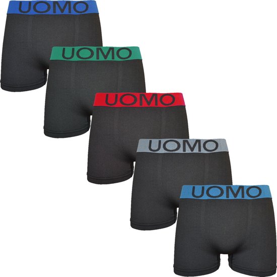 UOMO - Herenboxers - Black/Color - Naadloos - Maat M/L - 5Pack!