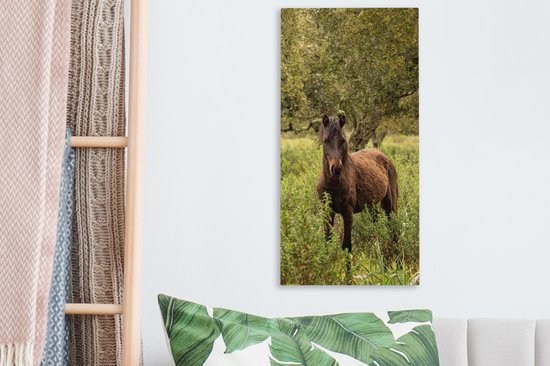 Toile Peinture Cheval - Forêt - Herbe - 20x40 cm - Décoration murale