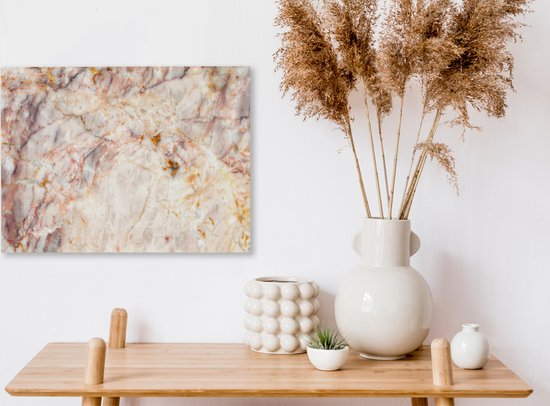 Tableau sur toile Marbre - Oranje - Marron - 40x30 cm - Décoration murale