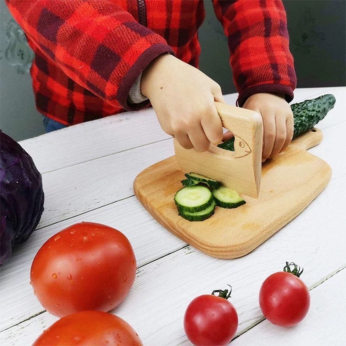 Couteau Montessori en bois - Jouet de cuisine éducatif et sûr, couteaux pour découper fruits et légumes, outils pour tout-petits