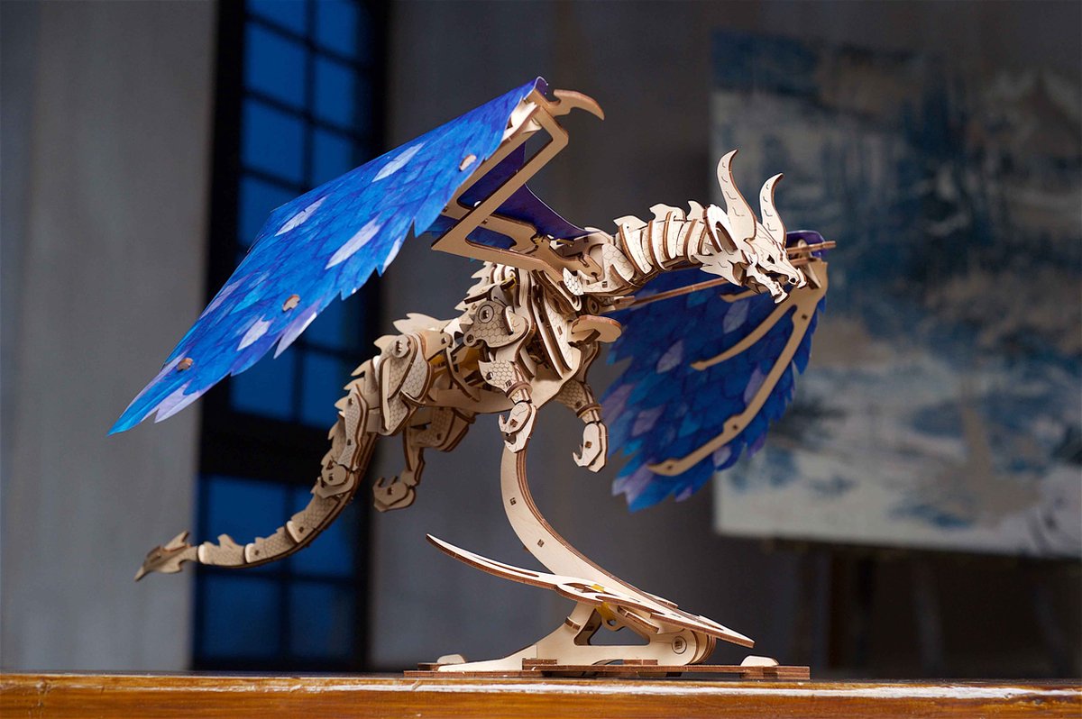 UGEARS 3D Modelbouw - Stormdraak - Mechanisch Bouwpakket Hout - Educatief Speelgoed — afbeelding 16