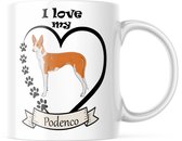 Dog Lover Mok met afbeelding: I love my podenco | Honden Liefhebber | Honden Spreuk | Cadeau | Grappige mok | Koffiemok | Koffiebeker | Theemok | Theebeker