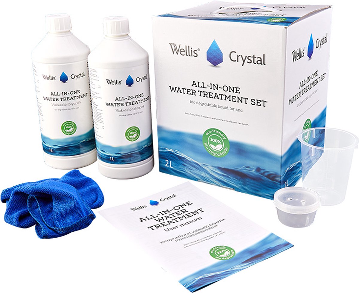 Wellis Crystal - Water onderhoudspakket, 2x 2L - anti kalk - PH balans - 100% biologisch afbreekbaar