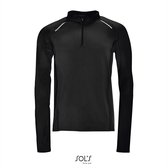 Zwart sportshirt heren met lange mouwen en reflectie details merk SOl's maat 2XL