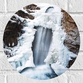 WallClassics - Muursticker Cirkel - Waterval van Rots - 30x30 cm Foto op Muursticker