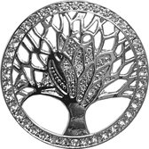 Fako Bijoux® - Magneet Broche XL - Levensboom Kristal - Tree Of Life - Magnetische Broche - 45x45mm - Zilverkleurig