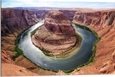 WallClassics - Dibond - Horseshoe Bend Rotsen, Arizona - 90x60 cm Foto op Aluminium (Wanddecoratie van metaal)