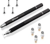 2 Pack - DrPhone - SX Pro V6 Stylus Pen met Side Grip - Precision Disc Capacitief + 4 extra pen tips + 4 extra soft tips - Zwart