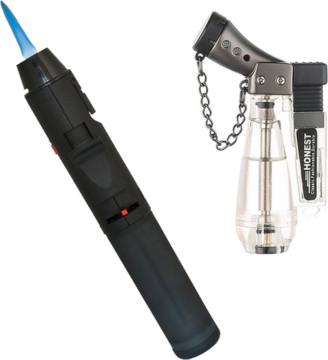 Pen Torch Black Turbo + Honest Mini Gasbrander