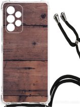 Anti Shock hybrid Case Geschikt voor Samsung Galaxy A53 Telefoon Hoesje met doorzichtige rand Old Wood
