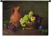 Wandkleed - Wanddoek - Rustiek - Fruit - Kan - Mand - Stilleven - 180x135 cm - Wandtapijt