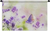 Wandkleed - Wanddoek - Lavendel - Vlinder - Bloemen - 150x100 cm - Wandtapijt