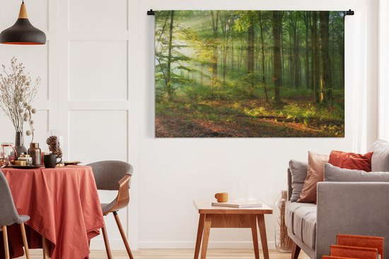 Tapisserie - Tapisserie - Soleil - Forêt - Arbres - Nature - Automne - 180x120 cm - Tapisserie