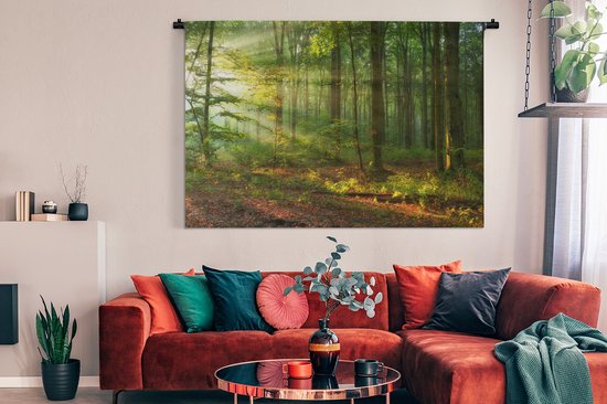 Tapisserie - Tapisserie - Soleil - Forêt - Arbres - Nature - Automne - 180x120 cm - Tapisserie