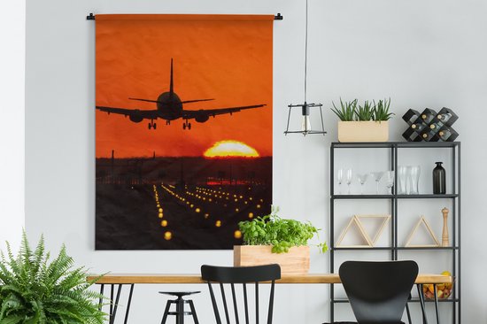 Tapisserie - Tapisserie - Coucher de soleil - Avion - Oranje - Soleil - 150x200 cm - Tapisserie