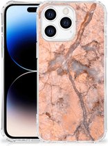 Mobile Case Apple iPhone 14 Pro Max Phone Case avec bord transparent Marble Oranje