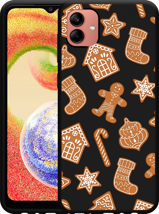 Samsung Galaxy A04 Hoesje Zwart Christmas Cookies