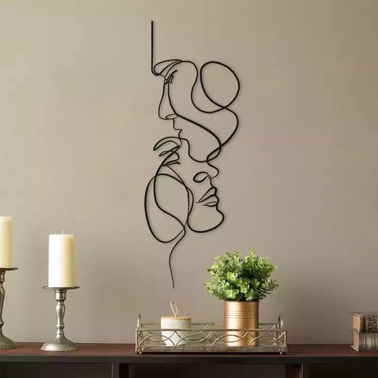 Tutamaz 3 stuks metalen wanddecoratie, zwart, minimalistische wanddecoratie van metaal, moderne wandversiering, woondecoratie, geliefden, kus, hand, metalen wanddecoratie voor slaapkamer, woonkamer