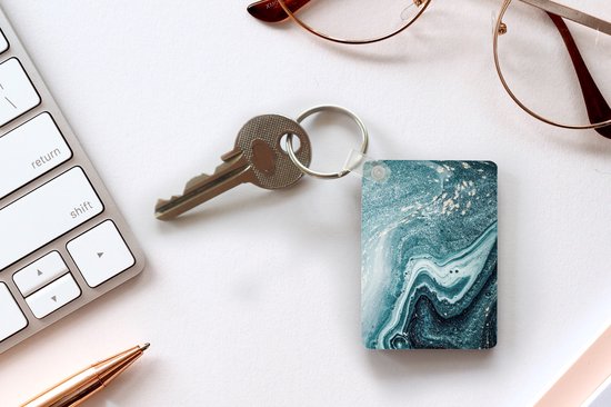 Sleutelhanger - Edelstenen - Blauw - Natuur - Marmer print - Abstract - Uitdeelcadeautjes - Plastic
