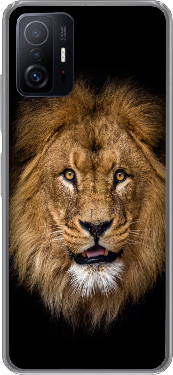 Telefoonhoesje Geschikt voor Xiaomi 11 Lite 5G NE hoesje - Leeuw - Portret - Zwart - Dieren - Siliconen Telefoonhoesje Telefoonhoesje