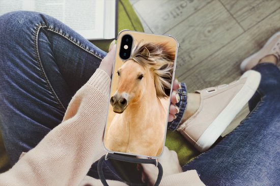 Coque avec cordon iPhone X - Paarden - Animaux - Crinières - Portrait - Siliconen - Bandoulière - Coque arrière avec cordon - Coque pour téléphone avec cordon - Coque avec corde